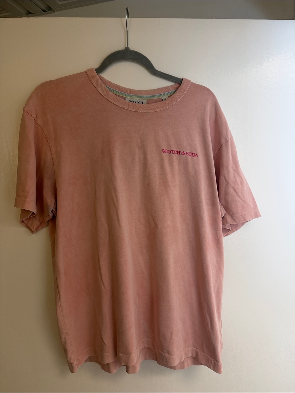 Scotch & Soda Dusty Pink Crewneck Tee with Chest Logo